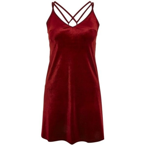 Topshop Dresses & Skirts - Topshop Velvet Mini Dress Maroon